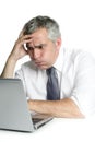 Stressed senior businessman gesture work laptop Royalty Free Stock Photo