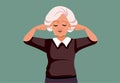 Stressed Senior Woman Covering her Ears Vector Illustration
