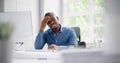 Stressed Sick African American Employee Man