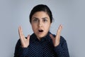 Stressed surprised young Indian woman looking at camera. Royalty Free Stock Photo
