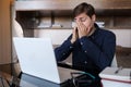 Stressed unhealthy businessman tired, overworked young man Royalty Free Stock Photo