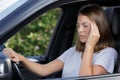 stressed woman driver sitting inside car Royalty Free Stock Photo