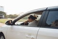 Stressed woman driver sitting inside her car Royalty Free Stock Photo