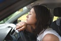 Stressed woman driver sitting inside her car. driving safety concept Royalty Free Stock Photo