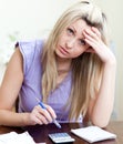 Stressed woman having financial problems Royalty Free Stock Photo