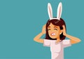 Stressed Woman Planning Easter Celebration Vector Cartoon Illustration