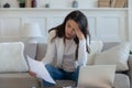 Stressed young lady thinking of financial problems. Royalty Free Stock Photo