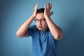 Stressed Young Man Having Pain of Headache Royalty Free Stock Photo