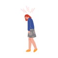 Stressed Young Woman in Casual Clothing with Lightning over Her Head Vector Illustration