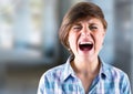 Stressed young woman shouting on street Royalty Free Stock Photo