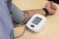 Blood pressure examination result suggested hypertension with high systolic and diastolic readings Royalty Free Stock Photo