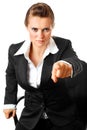 Stressful business woman pointing finger at you Royalty Free Stock Photo