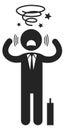 Stressful businessman. Anger and anxiety at work. Office problem icon