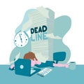 Stressful deadline flat illustration