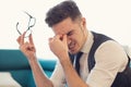 Stressful man having vision problems Royalty Free Stock Photo