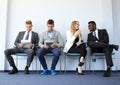 Stressful people waiting for the job interview. Royalty Free Stock Photo