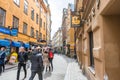 Stret view of the Gamla stan  or Staden mellan broarna, the old town of Stockholm, Sweden Royalty Free Stock Photo