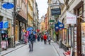 Stret view of the Gamla stan  or Staden mellan broarna, the old town of Stockholm, Sweden Royalty Free Stock Photo