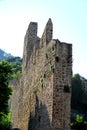 Stretch of ancient walls with tree in Monselice town in the province of Padua in the Veneto (Italy) Royalty Free Stock Photo