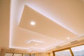 Stretch ceiling film. The design of the apartment. Renovated apa Royalty Free Stock Photo