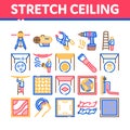 Stretch Ceiling Tile Collection Icons Set Vector