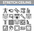 Stretch Ceiling Tile Collection Icons Set Vector