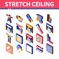 Stretch Ceiling Tile Isometric Icons Set Vector