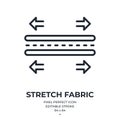 Stretch and elastic fabric feature tag editable stroke outline icon isolated on white background flat vector illustration. Pixel