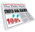 Stretch Goal Reached 100 Percent Newspaper Objective Mission Com Royalty Free Stock Photo