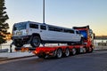 Stretch Limo on Tow Truck Platform Royalty Free Stock Photo