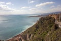 A stretch of northeastern Sicilian coast seen from Taormina. Royalty Free Stock Photo