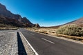 Stretch of road going through Teide National Park, Tenerife, leading to Montana Blanca. The landscape throughout this park is very Royalty Free Stock Photo