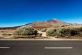 Stretch of road going through Teide National Park, Tenerife, leading to Montana Blanca. The landscape throughout this park is very Royalty Free Stock Photo
