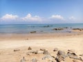 Stretch Of Rocks On The Sea Coast And Blue Sky Natural Summer Landscape