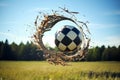 Stretchable Soccer ball net. Generate Ai Royalty Free Stock Photo