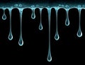 Stretched drops of transparent thick gel on black background Royalty Free Stock Photo