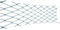 Stretched and flattened metal netting on white background