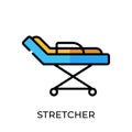 Stretcher icon vector illustration. Hospital Stretcher vector design illustration template isolated on white background. Stretcher