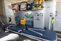 Stretcher and medical equipment in a Emergency medical services helicopter Royalty Free Stock Photo