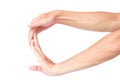 Stretching exercises finger ion white background, health care co Royalty Free Stock Photo