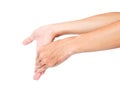Stretching exercises finger ion white background, health care co Royalty Free Stock Photo
