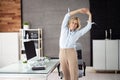 Stretching Office Workout. Desk Stretch Exercise Royalty Free Stock Photo