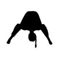 Stretching yogi girl silhouette. Yoga asana enhancing flexibility. Vector illustration