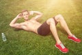 Strething out muscles before exercise Royalty Free Stock Photo