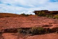 Striated red sandstone formation in the Arizona desert