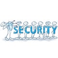 Stick figure with shield, arrows and security