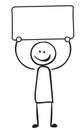 Stick figure holds a card board over his head Royalty Free Stock Photo