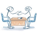 Stickmen with contract and shaking hands