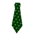 Strict dark green tie with Christmas trees