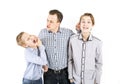Strict father punishes his sons. Royalty Free Stock Photo